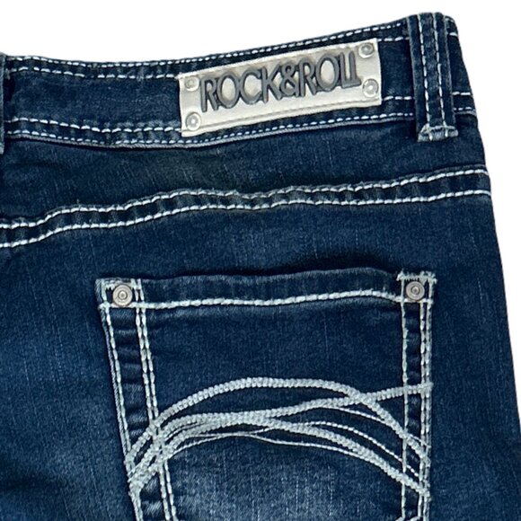 Rock & Roll Boot Cut Jeans Women's Western Cowgirl Low Rise Denim, 31/32 - Picture 7 of 16